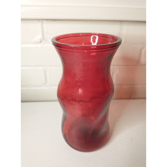 Ruby Red Glass Vase 8.5" Tall - Picture 4 of 10